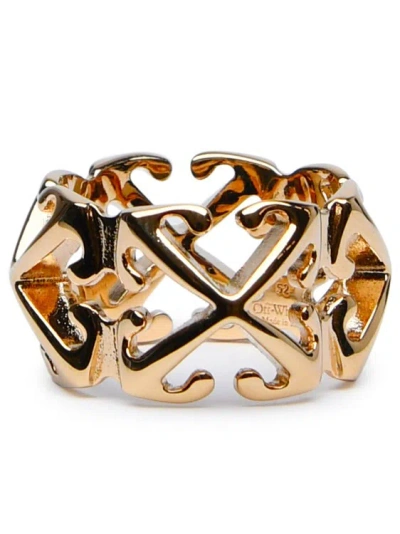 Off-white Multi Arrow' Gold Brass Ring In Not Applicable