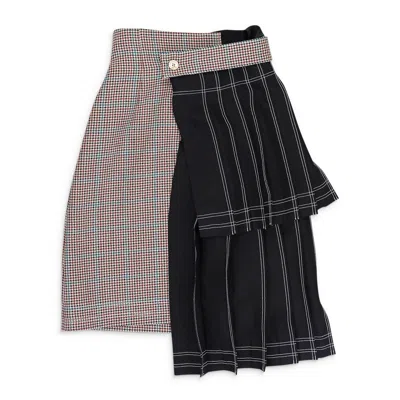 Off-white Multi Check Asymmetrical Skirt