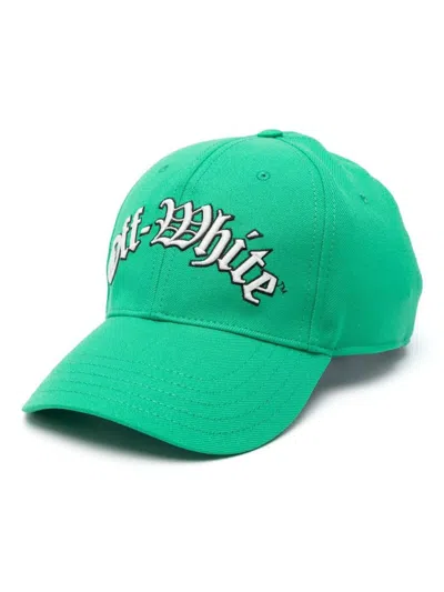 Off-white Multi Logo Cotton Baseball Cap In Green