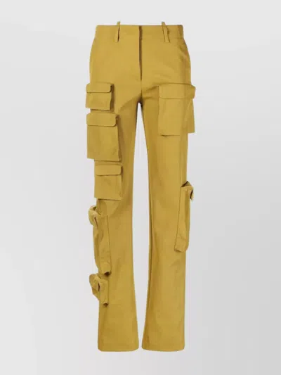 OFF-WHITE MULTI-POCKET STRAIGHT-LEG CARGO TROUSERS