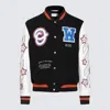 Off-white Multicolour Wool Patchwork Bomber Jacket In Black