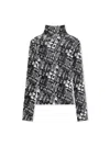 Off-white Multilogo Mesh Long Sleeve Turtle Neck Top In Black