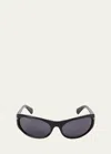 Off-white Napoli Logo Acetate Wrap Sunglasses In Purple