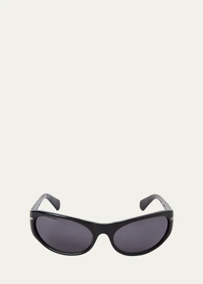 Off-white Napoli Logo Acetate Wrap Sunglasses In Purple