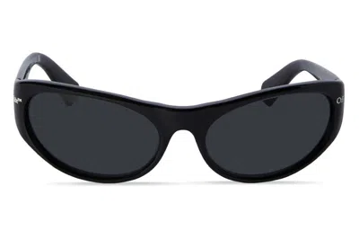 Pre-owned Off-white Napoli Oval Sunglasses Black (oeri094f23pla0011007)