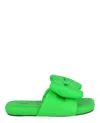 Off-white Woman Sandals Green Size 6 Soft Leather In Green