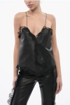 Off-white Nappa Slip Top With Lace Hems