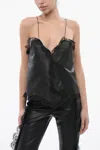Off-white Nappa Slip Top With Lace Hems In Black