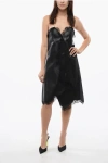 Off-white Nappa Wrap Slip Dress With Lace Hems