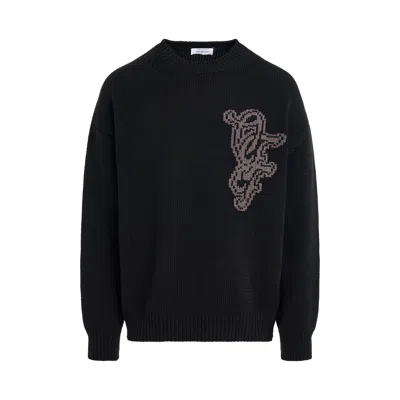 Off-white Nature Lover Chunky Knit Sweater In Black