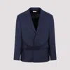 Off-white Wool Single-breasted Blazer In Navy Blue