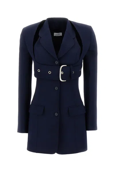 OFF-WHITE NAVY BLUE STRETCH WOOL BLEND BLAZER