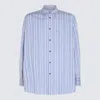 Off-white Man Shirt Sky Blue Size S Cotton In Blue