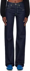 Off-white Navy Susy Jeans In Raw Blue Lime Cream