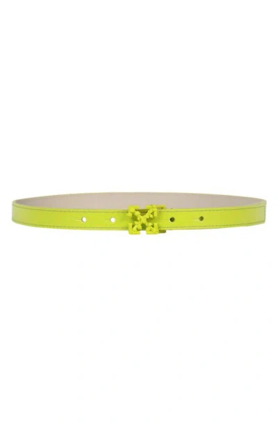 Off-white Neon Leather Arrow Belt In Green