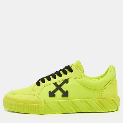 Pre-owned Off-white Off White Neon Yellow Canvas And Suede Vulcanized Low Top Sneakers Size 39