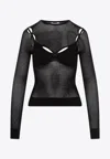 Off-white Net Arrow Bralette Black Viscose Top In Black