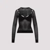 Off-white Net Arrow Bralette Black Viscose Top In Black Black