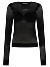Off-white Sleek Black Net Arrow Top For Women