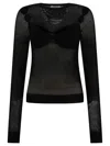 Off-white Sleek Black Net Arrow Top For Women In Black