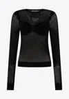 Off-white Sleek Black Net Arrow Top For Women In Black