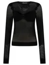 Off-white Sleek Black Net Arrow Top For Women In Black
