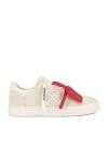 Off-white Vulcanized Contrasting-tag Canvas Sneakers In Angora & White
