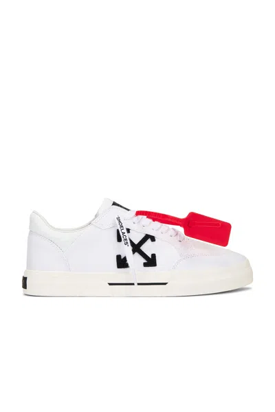 Off-white Vulcanized Contrasting-tag Canvas Sneakers In White