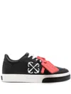 Off-white Vulcanized Contrasting-tag Leather Sneakers In Black