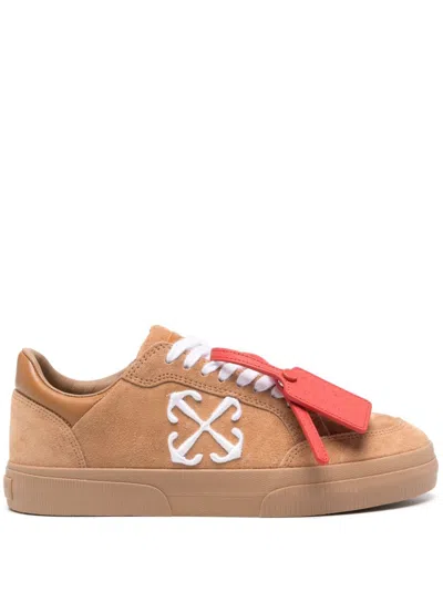 Off-white Beige Leather Vulcanized Sneakers In Brown