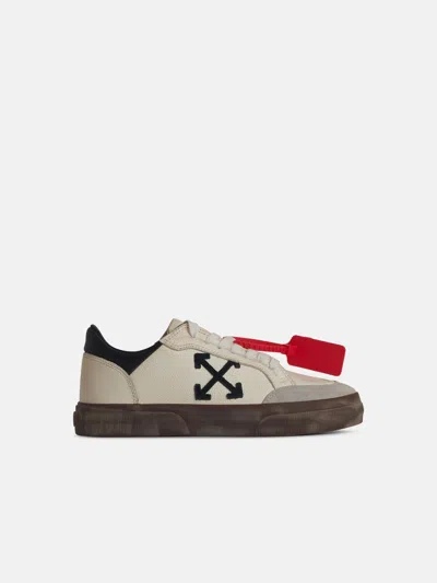 Off-white 'new Low' White Leather Sneakers In Light Blue