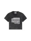 Off-white News Print 90s Crop Logo Tee In Black