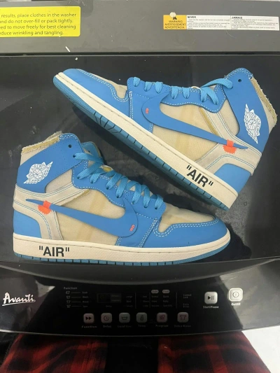 Pre-owned Off-white Nike Unc Jordan 1 Shoes In University Blue