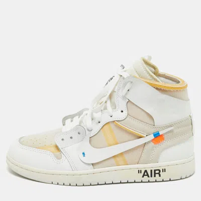 Pre-owned Off-white Nike X  Leather And Fabric Jordan 1 Retro High Top Sneakers Size 42.5