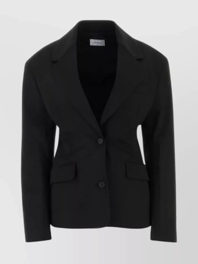 OFF-WHITE NOTCH LAPEL WOOL BLAZER WITH STRUCTURED SHOULDERS