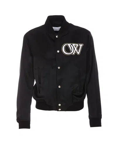 Off-white Nyl Varsity Bomber In Black