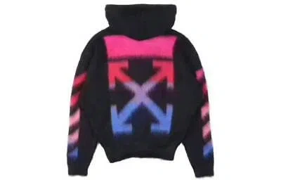 Pre-owned Off-white Nylon Blend Hooded Zip-up Knitwear In Black