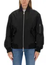 Off-white Nylon Bomber Jacket In Black