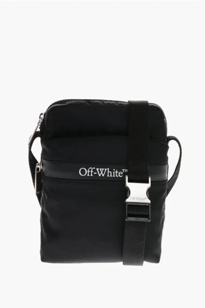Off-white Nylon Crossbody Bag With Contrasting Logo