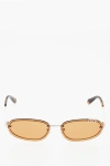 Off-white Occhiali Da Sole Ovali Miami Con Monogram E Dettaglio Tartar In Yellow