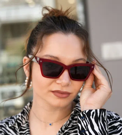 Pre-owned Off-white Oeri110s24pla0012807 Cincinnati Burgundy Sunglasses In Gray