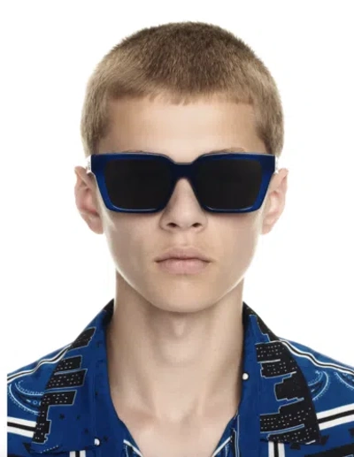 Pre-owned Off-white Oeri111s24pla0014507 Branson Blue Sunglasses In Gray