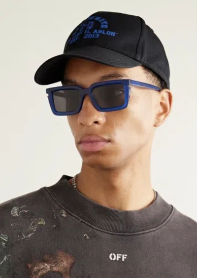 Pre-owned Off-white Oeri113s24pla0014507 Tucson Blue Sunglasses