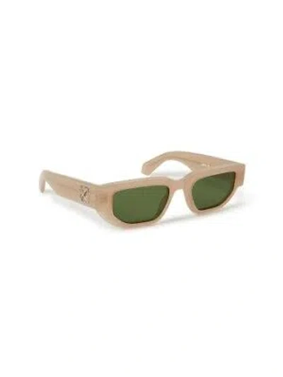 Pre-owned Off-white Oeri115s24pla0011755 Greeley Beige Sunglasses In Green