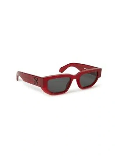 Pre-owned Off-white Oeri115s24pla0012807 Greeley Burgundy Sunglasses In Red