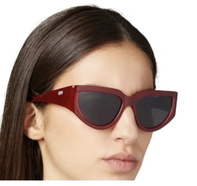 Pre-owned Off-white Oeri116s24pla0012807 Seward Burgundy Dark Grey Sunglasses