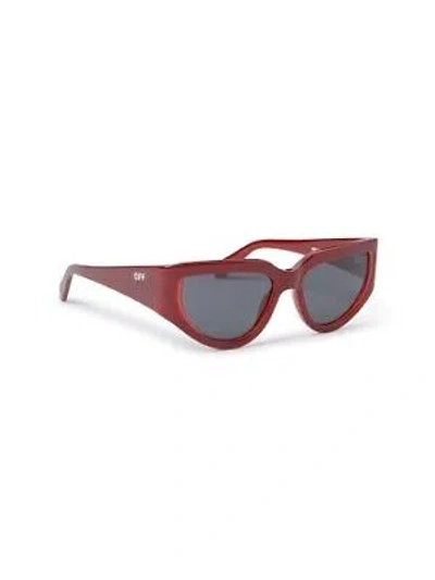 Pre-owned Off-white Oeri116s24pla0012807 Seward Burgundy Dark Grey Sunglasses In Gray