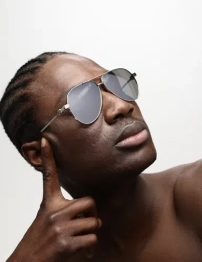 Pre-owned Off-white Oeri122s24met0017272 Ruston L Silver Silver Mirror Sunglasses