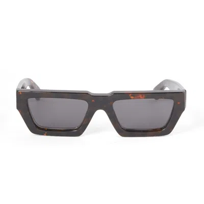 Off-white Off White Oeri129 Manchester 6007 Havana Dark Grey Sunglasses In Black