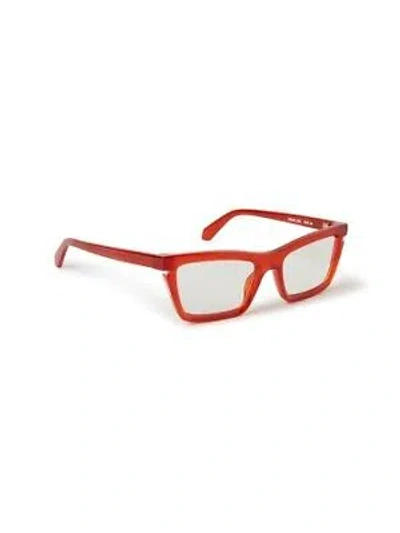 Pre-owned Off-white Oerj050s24pla0012500 Style 50 Red Eyeglasses In Clear Lens